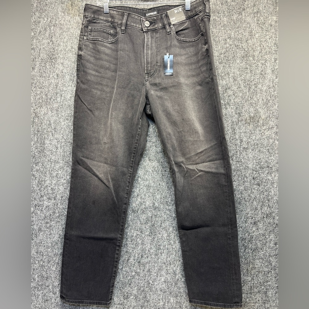 EXPRESS Jeans Mens 35x31 Straight Black Hyper Stretch Denim NEW